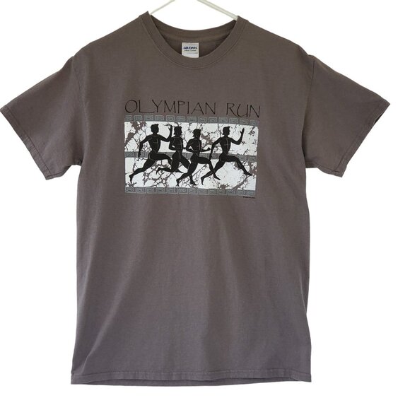 Olympian Run Gildan Ultra Cotton T-Shirt Medium Brown 100% Cotton - Picture 1 of 7